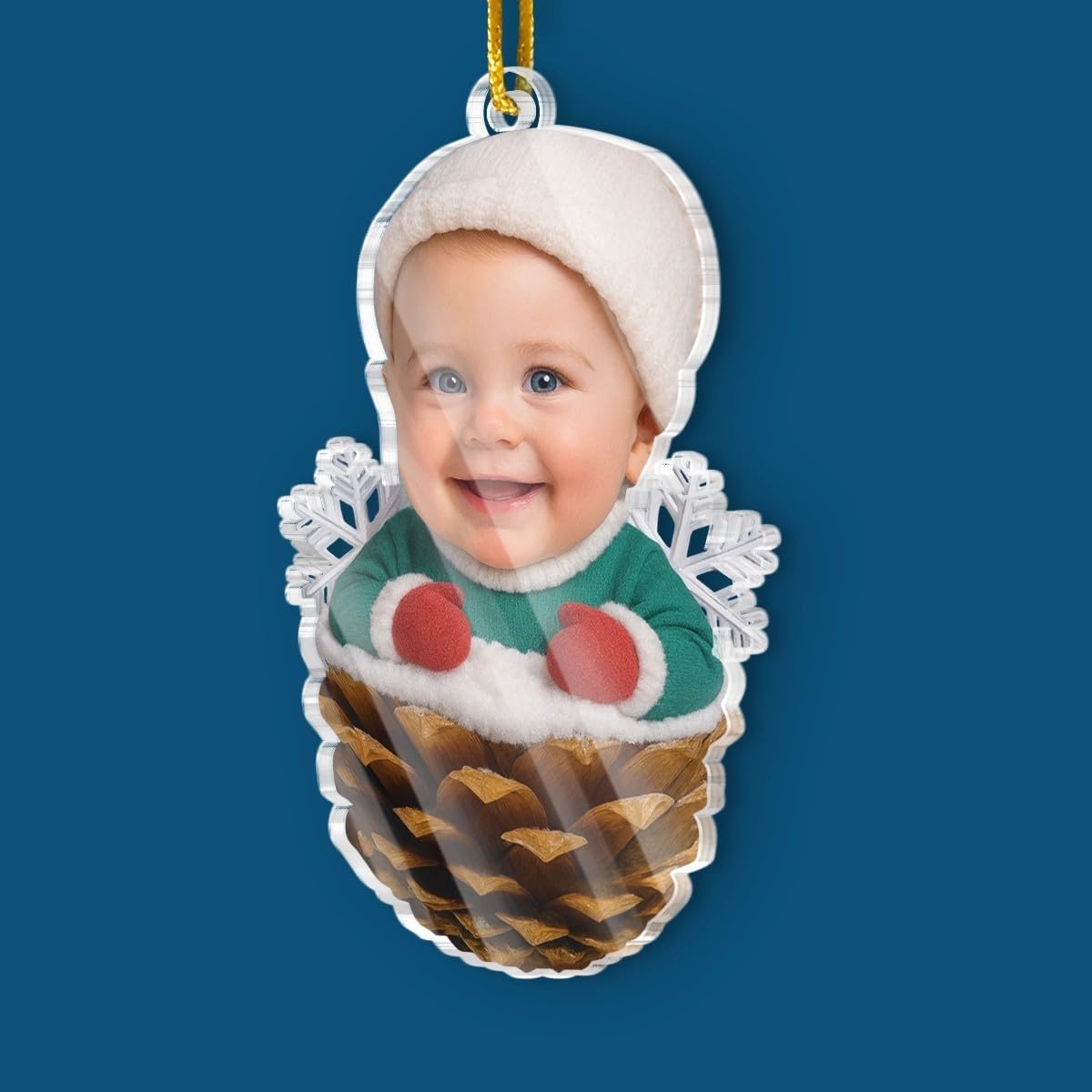 Pawfect House Custom Photo 2D Acrylic Ornament, Personalized Christmas Baby Shower, Gender Reveal Gifts for New Moms, New Dads, Parents, Cutest Pinecone On The Tree, First Time Mom Gifts, Xmas Decor