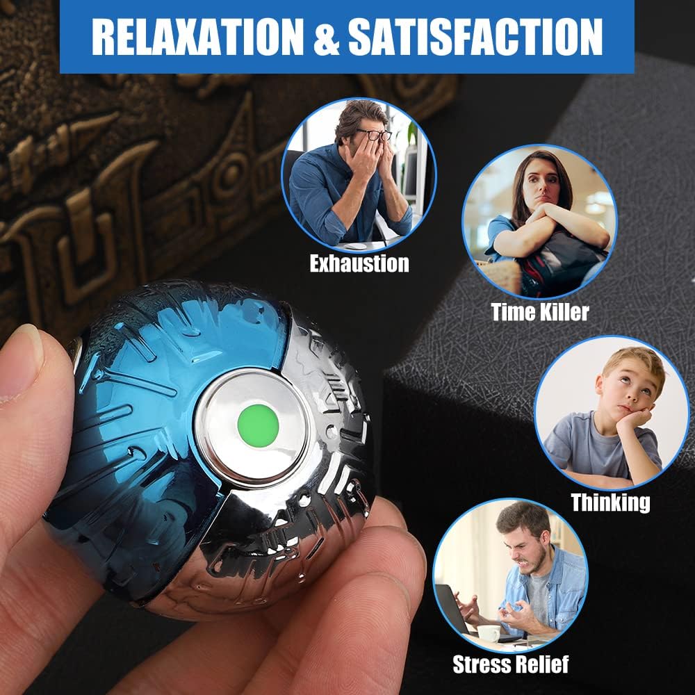 Boost Luminous Fidget Spinner Ball for Kids Adults, Glow in The Dark Kinetic Spinning Desk Toy Ball, Fidget Toys Ball for Anti Anxiety, Unique Gift PrizesToys for Christmas Birthday (Blue)