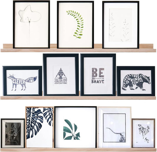 AZSKY 48 Inch Long Narrow Floating Shelves for Wall Storage Rustic Natural Wood Wall Shelf for Wall Décor Wall Bookshelf for Kids Room Picture Ledge Shelf a Set of 3