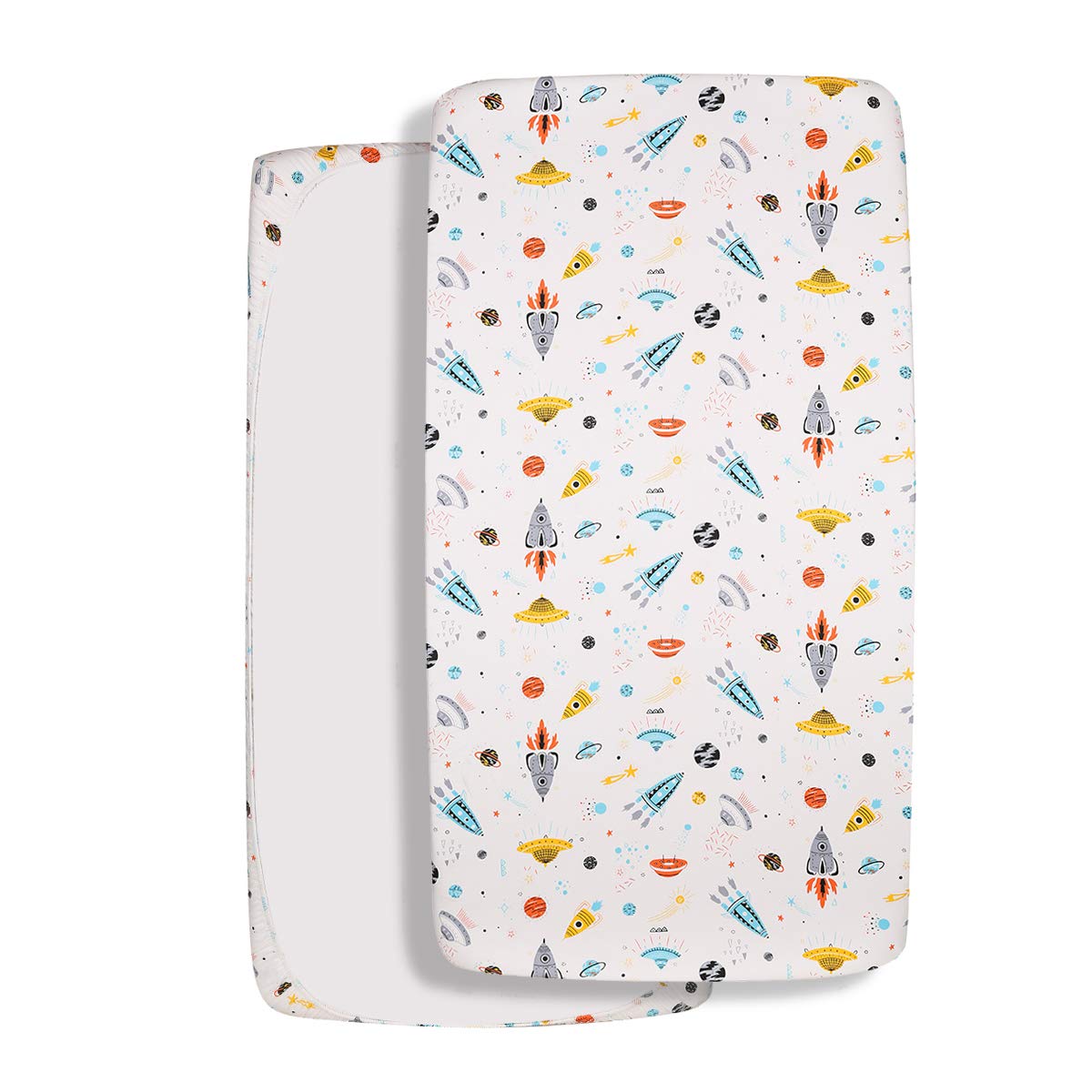 Astronaut Space Galaxy Baby Crib Sheet Outerspace Adventures 100% Soft Breathable Microfiber Baby Sheet Fits Standard Size Crib Mattress 28in x 52in Nursery Sheet -by UOMNY