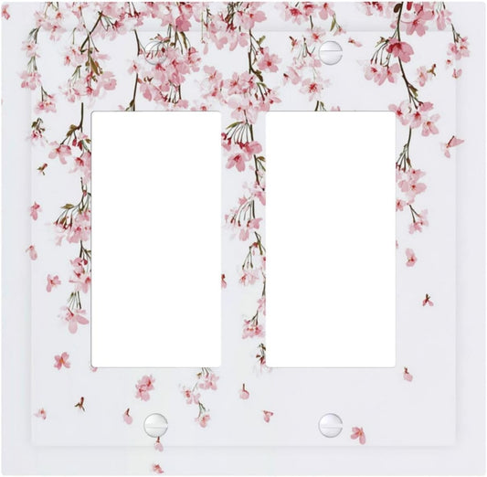 Decorative Outlet Covers Sakura Plant Floral Pink Flowers 2 Gang Double Gfci Rocker Electrical Wall Panels Light Switch Cover Plate For Bed Room Living Room Decor