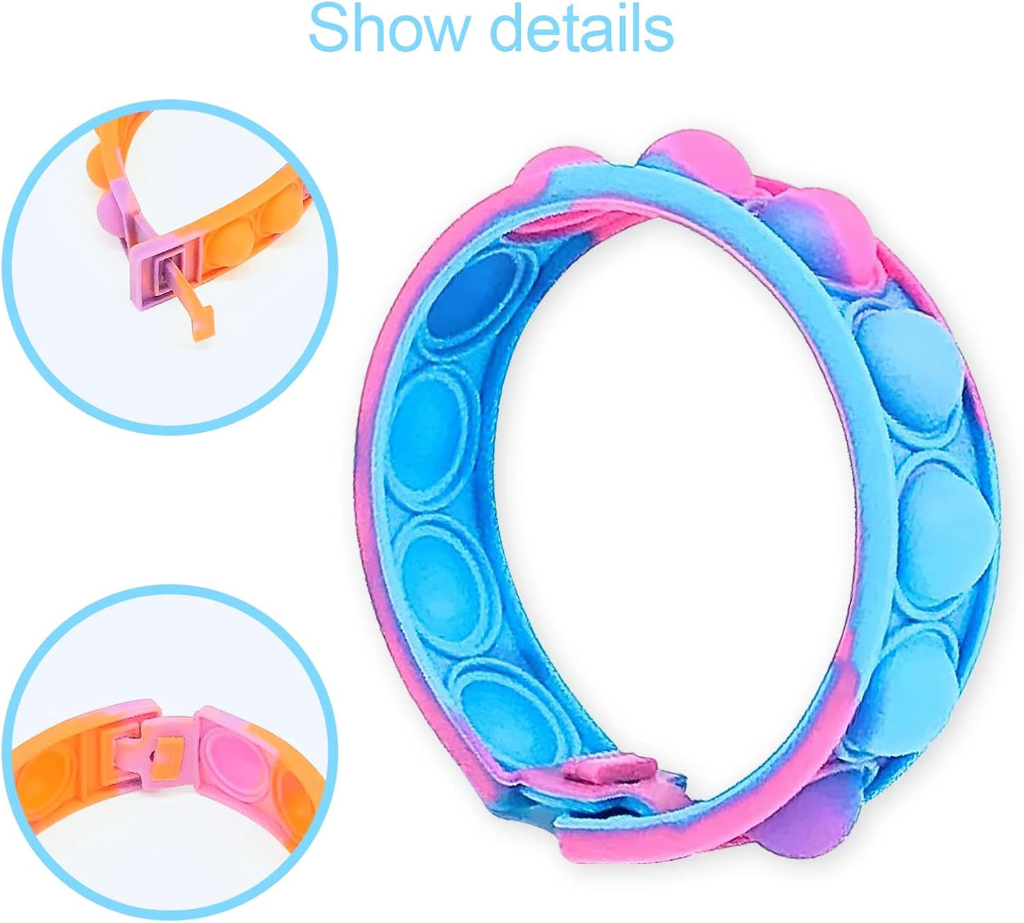 TOMOIN Pop Bracelet Fidget Toy, 30Pcs Multi-Color Bracelet Popular Wristband Fidget Watch is Suitable for Children and Adults Stress and Anxiety Relief Wristband