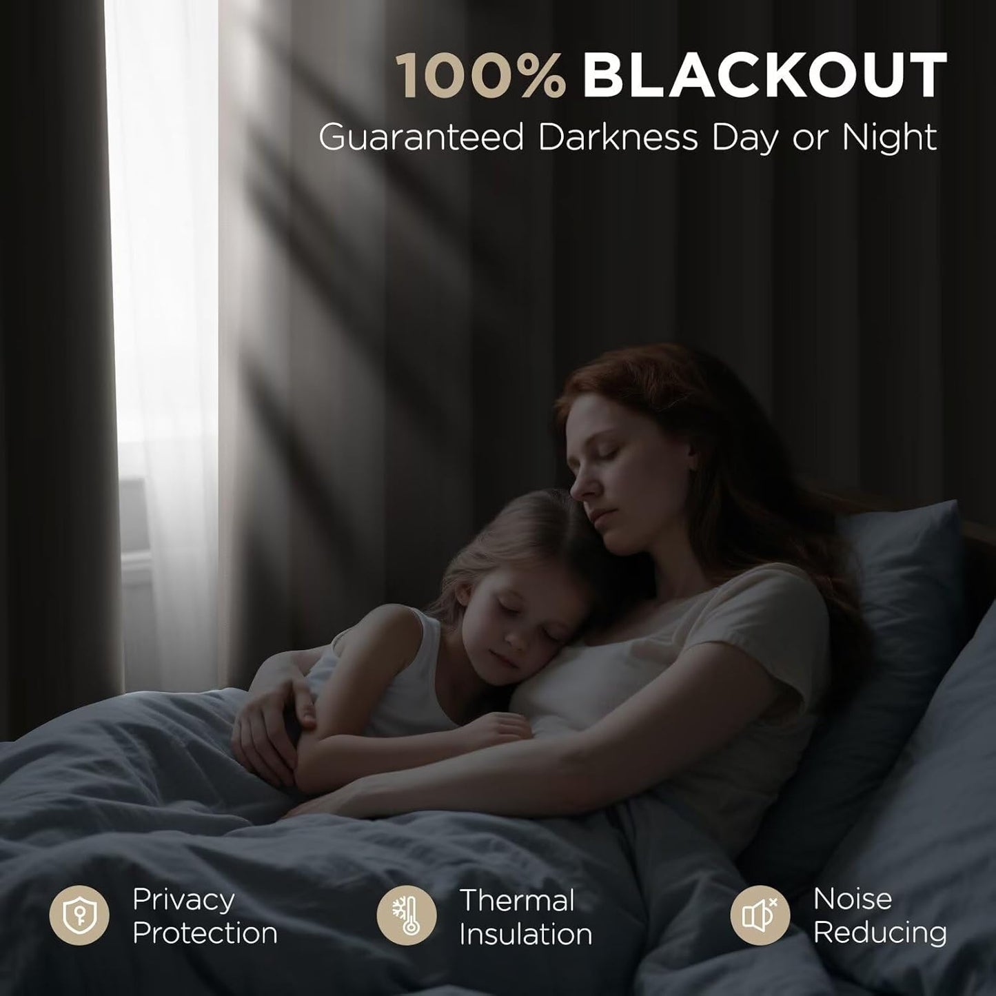 Joydeco Blackout Curtains 96 Inches Long, Thermal Insulated Black Out Curtains 2 Panels Set for Bedroom, Room Darkening Drapes for Living Room Window (W37 x L96 Inch, Light Beige)