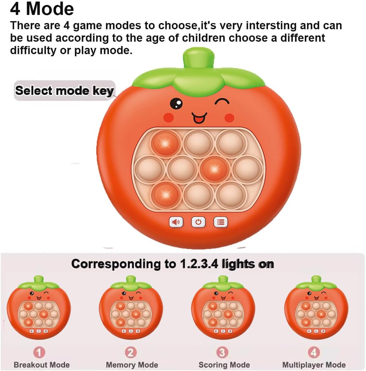 Quick Push Game Console,Pop Fidget Toys ,A Toy Game Machine That Exercises Reaction Ability and Improves Concentration | Gift Idea for Kids & Teens Boys & Girls (Strawberries)