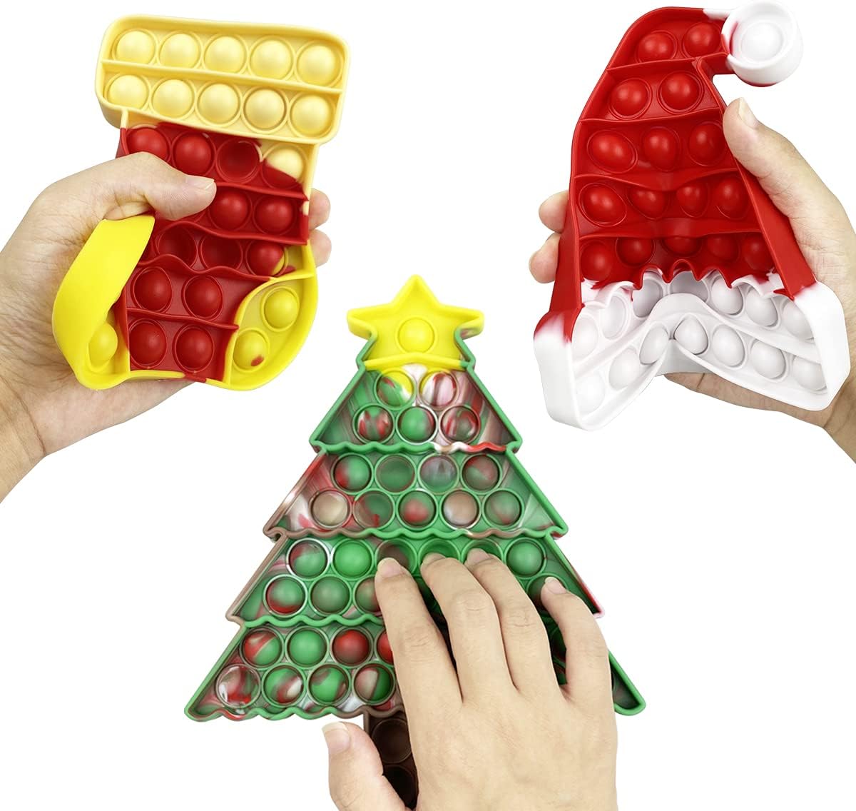 Jofan 3 Pack Christmas Fidget Sensory Pop Toys Packs for Kids Girls Boys Toddlers Christmas Stocking Stuffers Party Favors Gifts Stress Relief