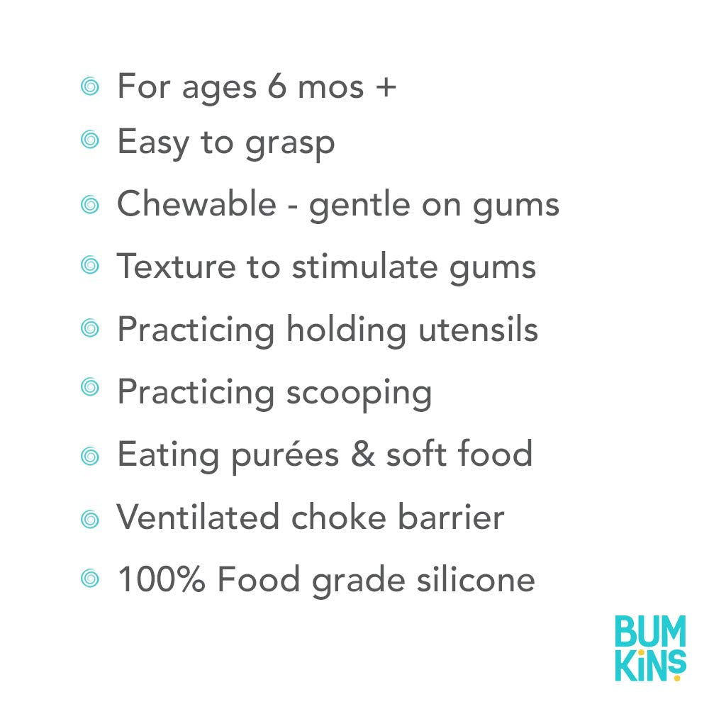 Bumkins Baby Utensils Set, Chewtensils Silicone Spoons for Dipping, Self-Feeding, Baby Led Weaning, Trainer Learning, First Stage Eating, Soft Practice Fork and Spoon, 6 Months, Batman Blue