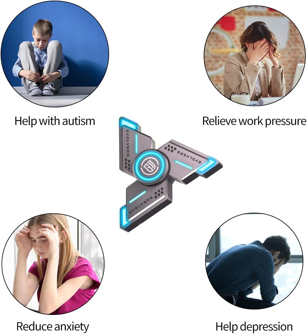 Cyclone Fidget Spinners, Gray Metal with Blue Luminous,Durable High Speed Silent Bearing, Finger Hand Spinner, Relieve Stress & Anxiety,Toys/Gifts for Adults & Kids (DIY Accessories Included)