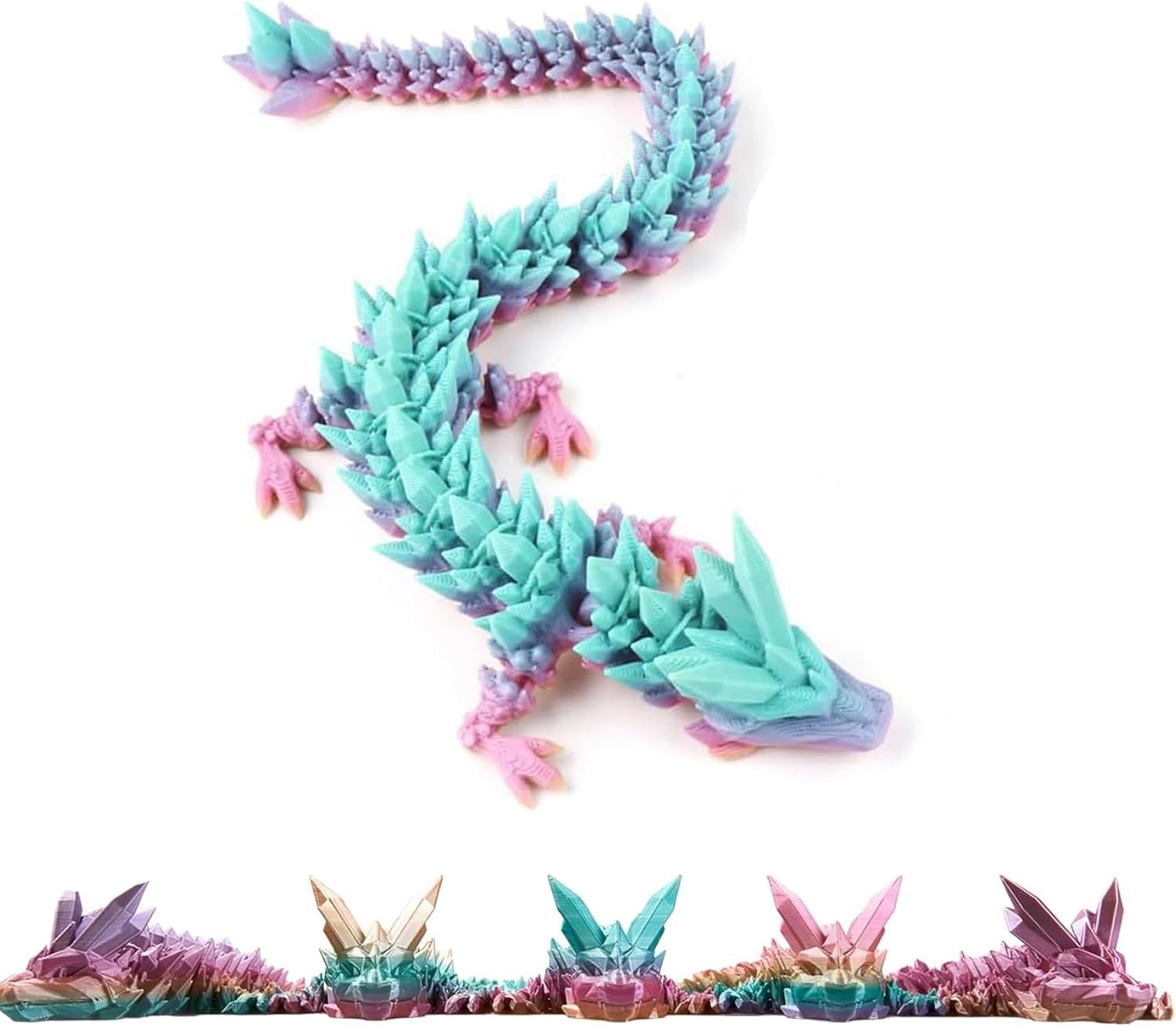 12inch 3D Printed Dragon Egg,Mystery Crystal Dragon Fidget Toys,Articulated Dragon,Home Desk Decor Easter Surprise Dinosaur Eggs,Adults Fidget Toys for Autism/ADHD (Rainbow)