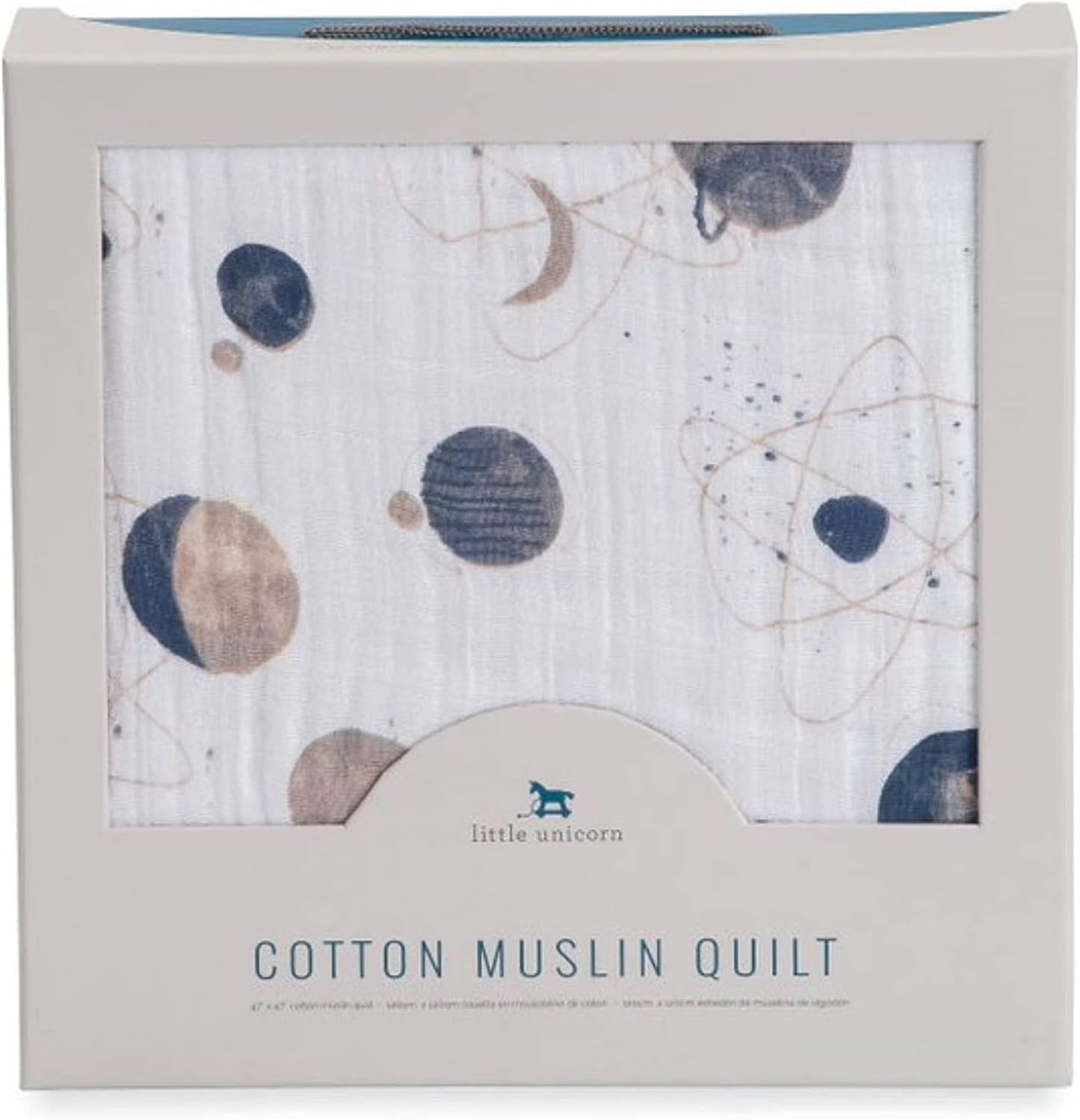 Little Unicorn Original Premium Cotton Quilt | Multi-Layered & Extra-Soft Muslin Fabric |for Babies & Toddlers (Planetary)