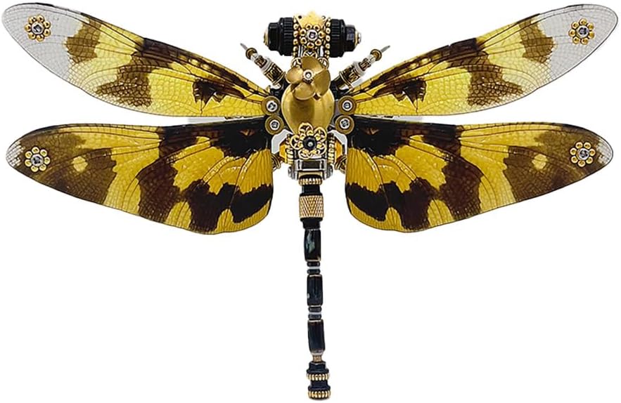 Keetopteep 3D Metal Puzzle for Adults, 200 Pieces Mechanical Dragonfly DIY Assembly Kit to Build, 3D Puzzle Handmade Craft Desk Ornament Toys (Color1)