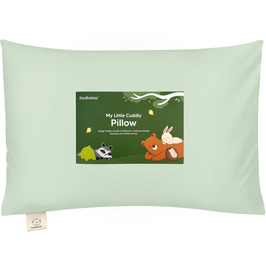 Toddler Pillow with Pillowcase - 13x18 My Little Cuddly Pillow, Viscose Derived From Bamboo Nursery Toddler Pillows for Sleeping,Kids Pillow,Small Travel Pillows,Mini Toddler Bed Pillow (Sage)