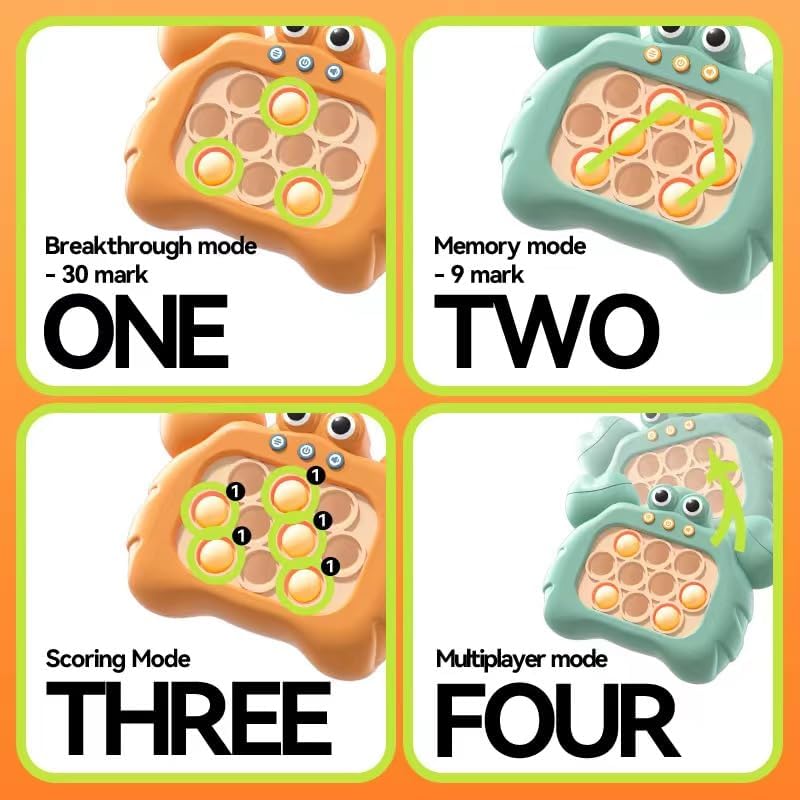 Fast Push Bubble Game for Kids & Adults, Quick Push Pop Toys with Sound & Light, Pop Sensory Fidget Toy for Kids 8-12, Brithday for 5 6 7 8 9 & Up Boys Girls (Crab-Orange)