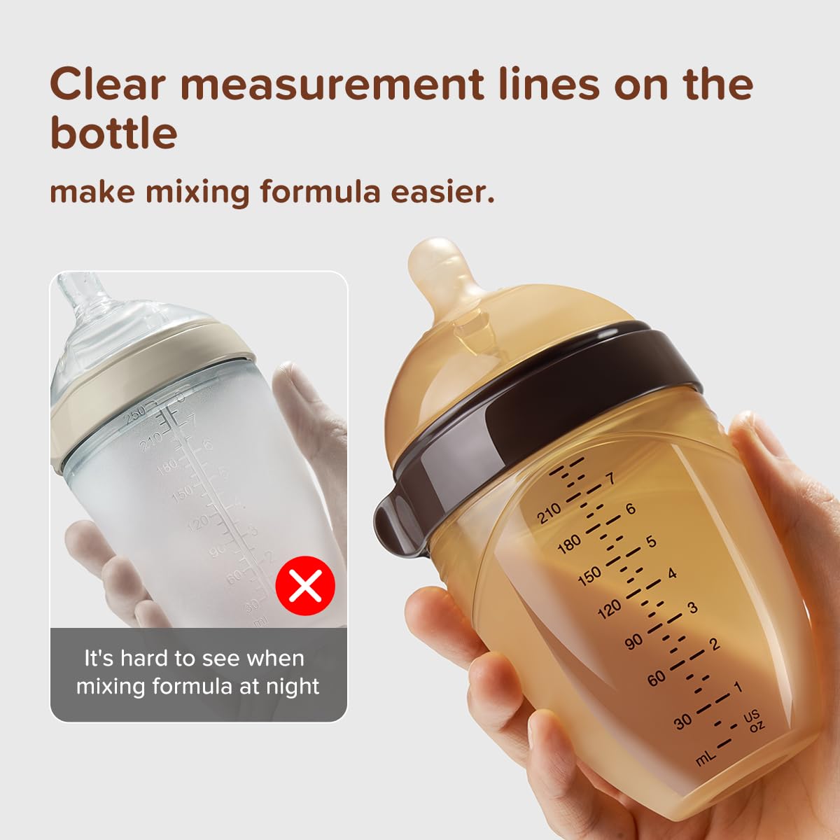 Silicone Natural Breast-Like Bottle with Nipple(3-7 Months),8oz，1pack