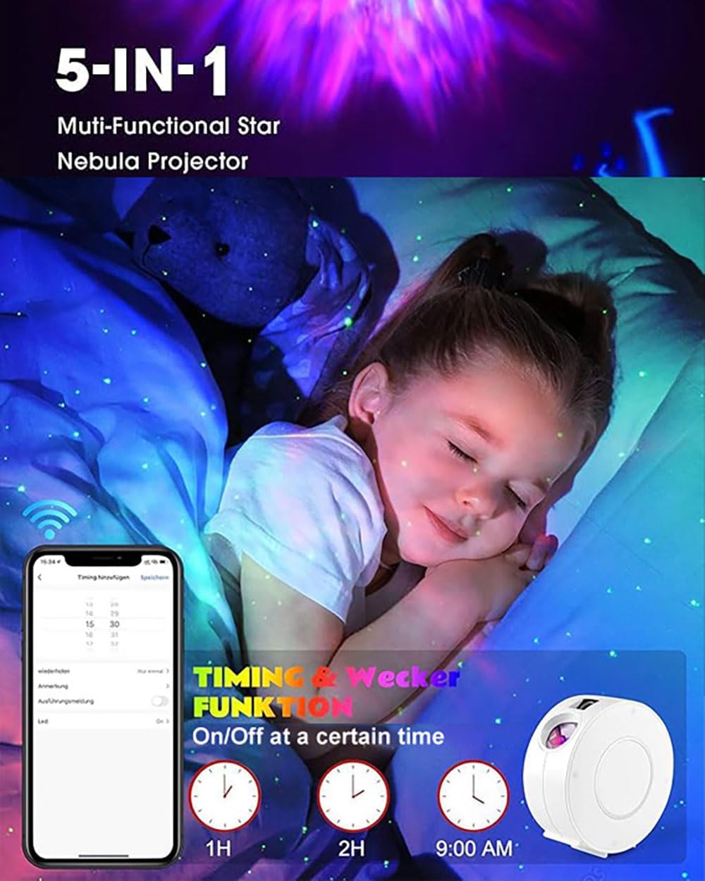 Galaxy Projector for Bedroom, Star Projector,Smart APP Control Memory Setting, Compatible with Alexa & Google Home, for Kids Adults Bedroom,Room Decor,Game Room,Party (Green Star+Remote)