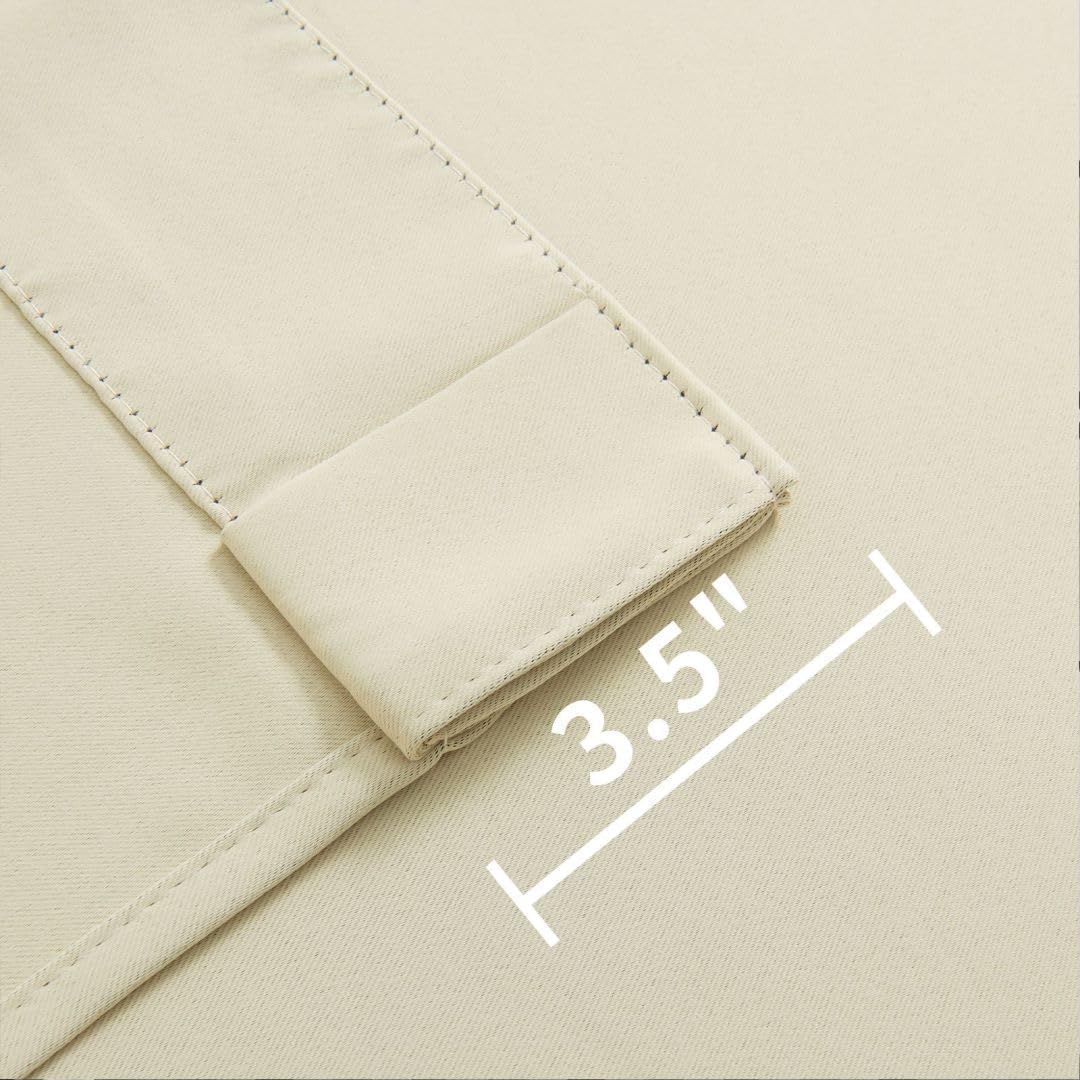 Joydeco Custom Blackout Curtains for Bedroom, 1 Panel Room Darkening Curtains & Drapes for Living Room Window Rod Pocket Back Tab (Custom Size,Light Beige)