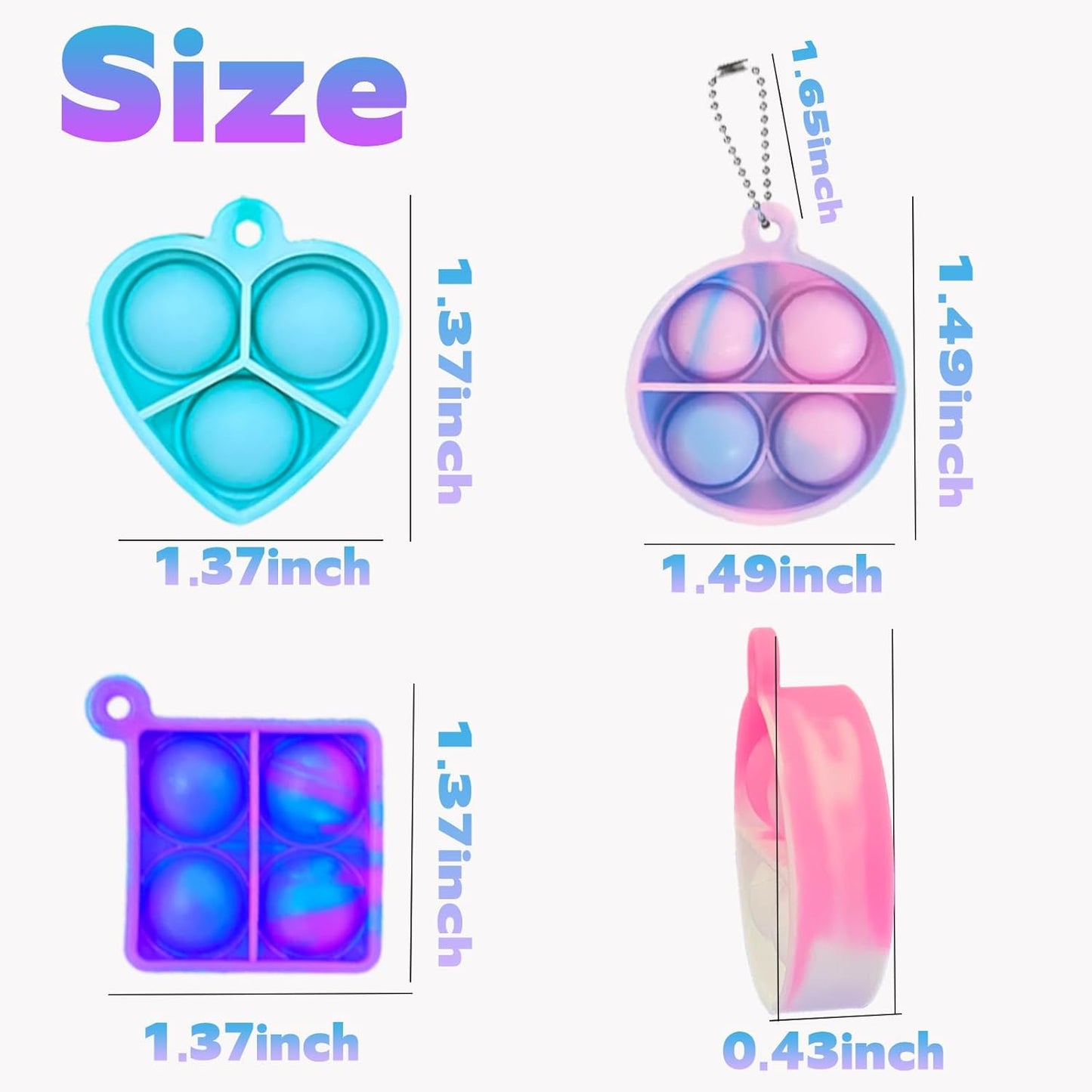 100Pcs Random Pop Fidget Toys Its Party Favors,Mini Pop Keychain It Fidget Toy Bulk Stress Toys Classroom Prizes Pop Fidget Keychain Stocking Stuffers Birthday Carnival Treasure Reliever Anti-Anxiety