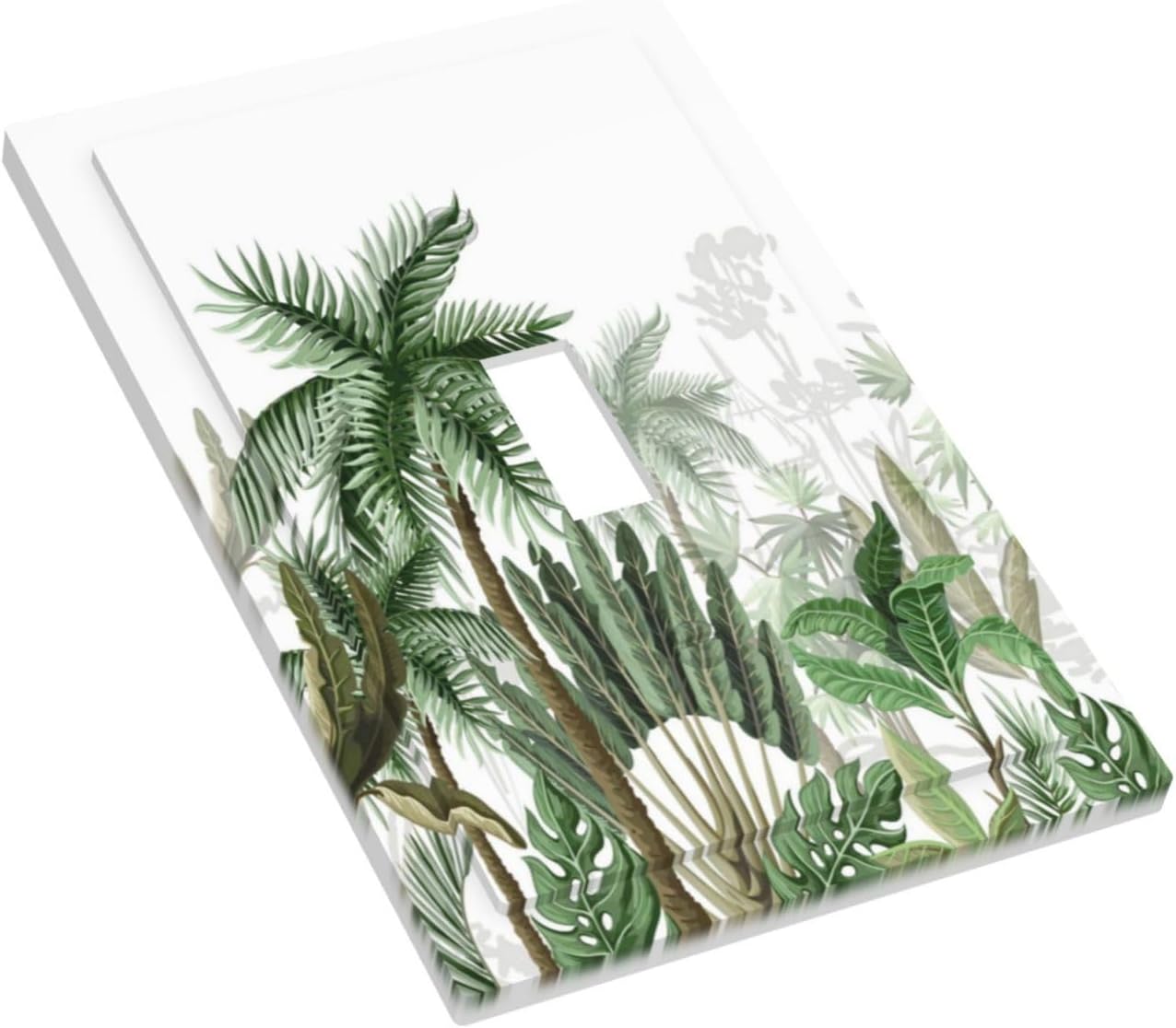 Palm Tree Banana Leaf Green Rainforest Natural Landscape Decorative Light Switch Cover 1 Gang Single Toggle Device Electrical Faceplate Switchplates Decorator Outlet Wall Plate for Bed Room Home Decor