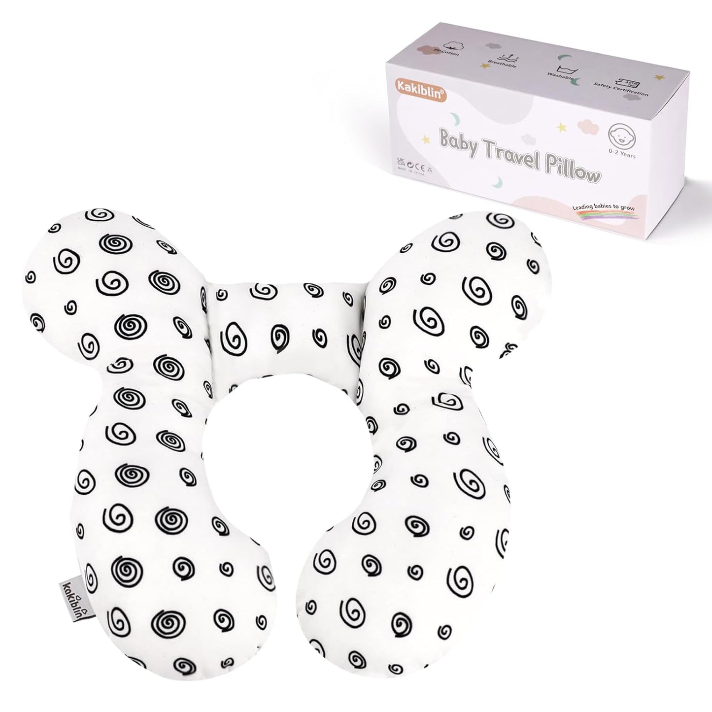 KAKIBLIN Baby Neck Pillow, Baby Head Pillow, Upgraded Travel Support Pillow for Carseat, Neck Support for Car Seat,Pushchair (Snail)