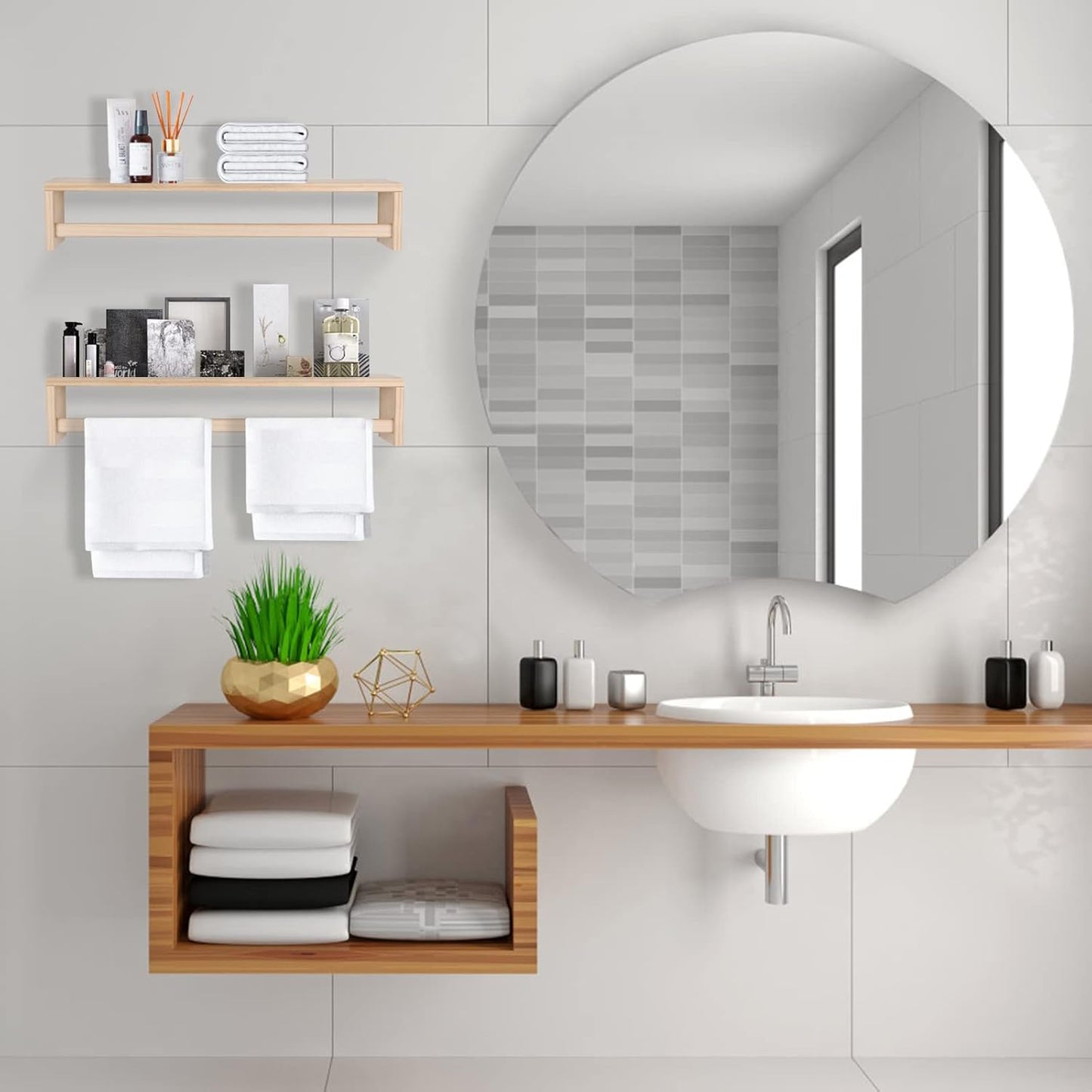 Gneric Floating Shelves for Wall, 23.6 inch Burlywood Nursery Book Shelves, Wall Shelves for Living Room Bedroom Decor,Kitchen Spice Rack,Bathroom Storage Rack(2 Pack)