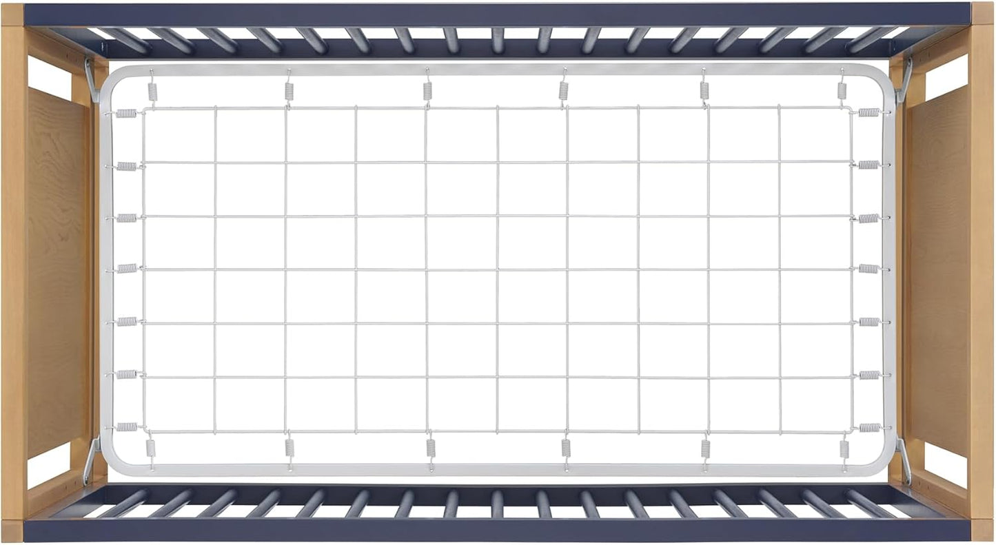 Nurture& The Crib - Baby, Toddler Convertible Crib | Sustainable Non-Toxic Materials | 3 Adjustable Heights - Grows with Your Baby (Modern, Navy)