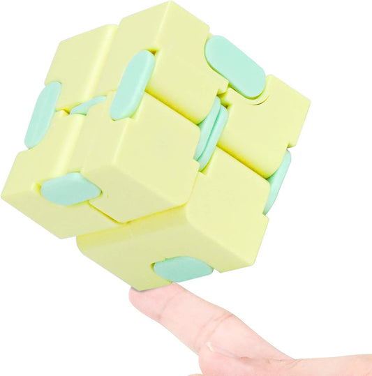 Infinitycube Fidget Toy Stress Relieving Fidgeting Game for Kids and Adults,Cute Pocket-sized Unique Gadget for Anxiety Relief and Kill Time (Macaron Yellow)