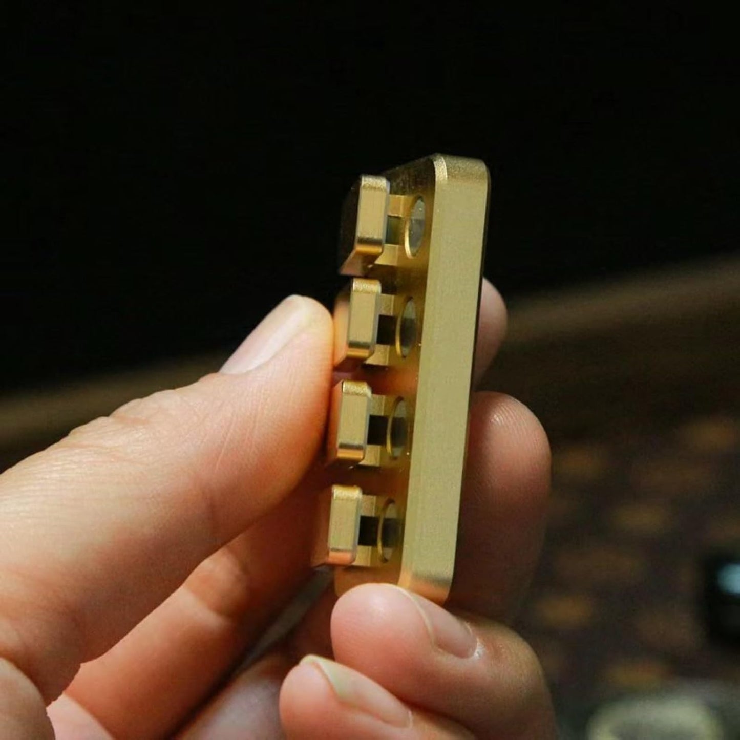 Premium Magnetic Metal Fidget Slider - EDC Haptic Clicker Stress Relief Toy for Adults, Anxiety & ADHD Relief, Pocket-Sized, Durable, Quiet Control, for Men & Women.(Gloden)