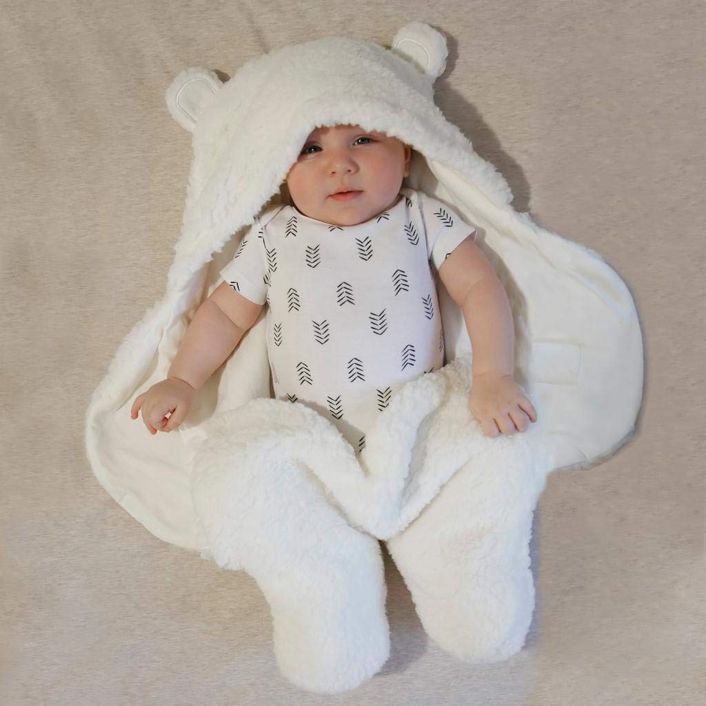 Jam Naturals-Cute Bear Organic Newborn Swaddle Wrap- Gender Neutral Soft Baby Blanket (White, 3-6m)