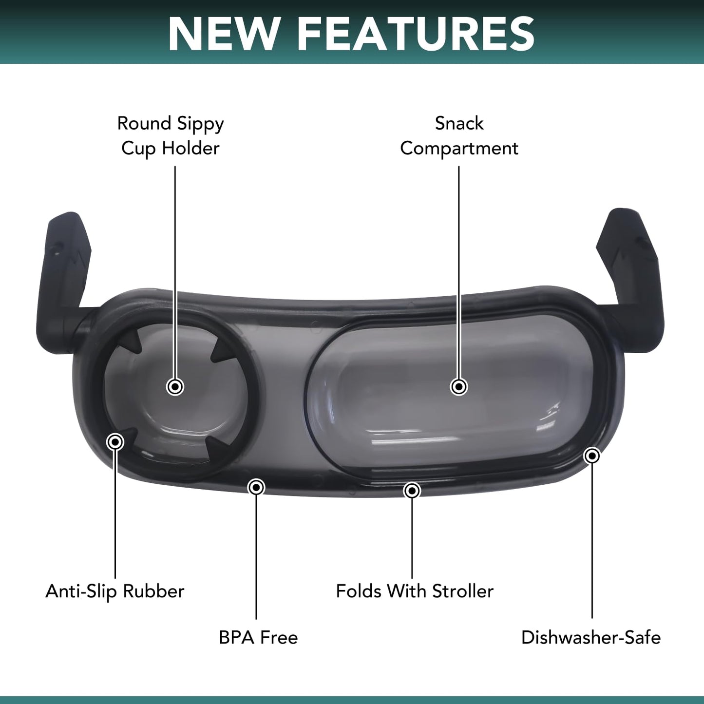 Snack Tray Fits for UPPAbaby Vista V2, Vista, Cruz, Cruz V2, RumbleSeat, RumbleSeat V2, Snack Tray with Cup Holder, Dishwasher Safe, Quick Attachment, Folds with Stroller, Stroller Accessories