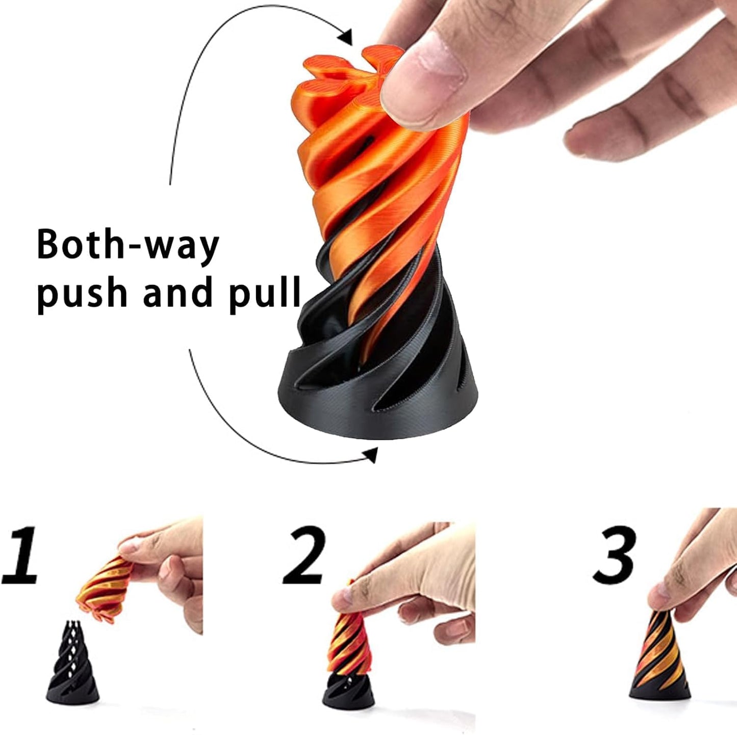 Impossible Cone, Spiral Cone Fidget Toy 3D Printed Spiral Fidget Toys Impossible Pyramid Passthrough Sculpture, Mini Cones Pass Through Pyramid Fidget Toy for Stress and Anxiety Relaxing
