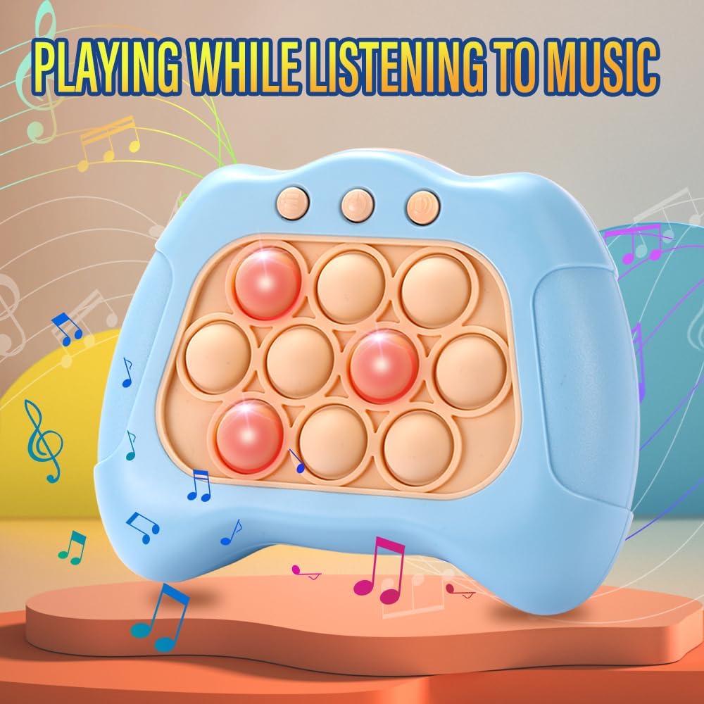 Fast Push Bubble Game, Quick Push Pop Game, Quick Push Toy with Lights, Pop Fidgets Game Toys, Fun Stress & Anxiety Relief Games Toys (Light Blue)