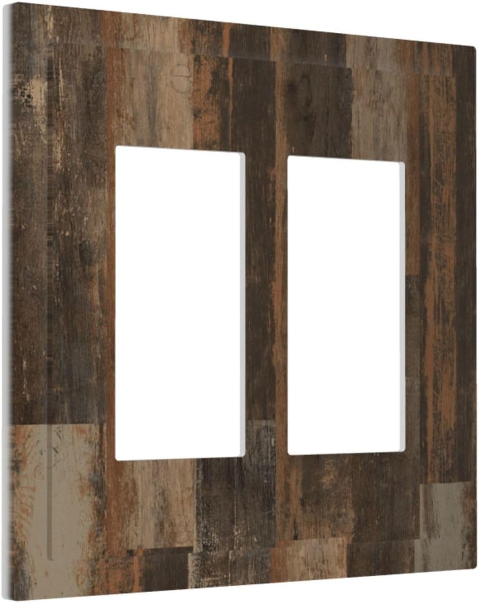 Rustic Brown Wood Grain Dark Oak Decorative Outlet Covers 2 Gang Double GFCI Rocker Electrical Wall Panels Light Switch Cover Plate for Farmhouse Home Decor