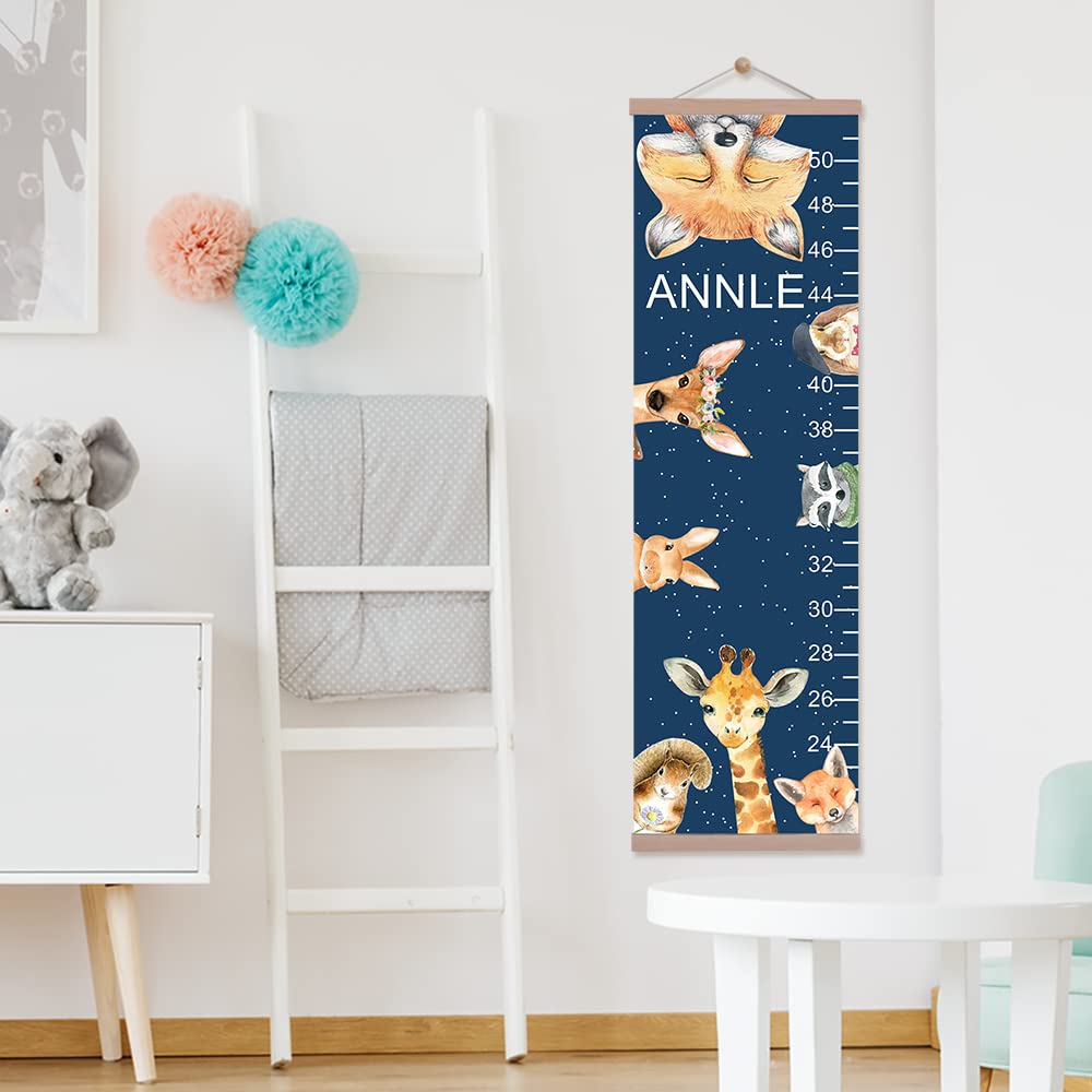 Personalized Kids Height Chart - Canvas Growth Ruler for Boys and Girls - Custom Name Banner with Removable Nursery Wall Decor - Gift for Kid’s Room Decoration
