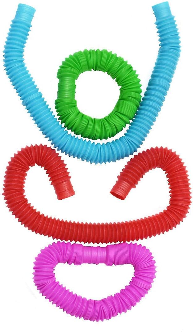 Pop Multi-Color Tubes Sensory Toys for Toddler Kids Learning Toys - 4 Pack