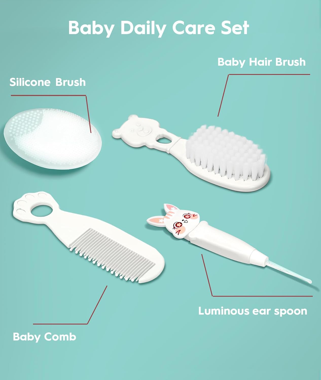 Baby Healthcare and Grooming Kit, Safety Newborn Nursery Baby Care Kit, with Hair Brush Comb, Nail Clipper, Thermometer, Pacifier Clip, Baby Registry Search, Baby Girl Boy Newborn Essentials