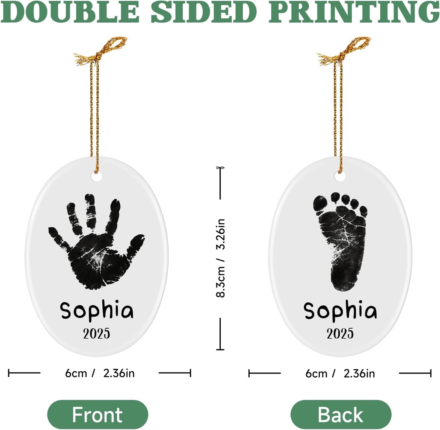 Baby Hand and Footprint Ornament - Baby's Frist Christmas Ornament with Custom Photo, Name, Date - Personalized Baby Gift, Newborn Keepsake, New Mom Gifts