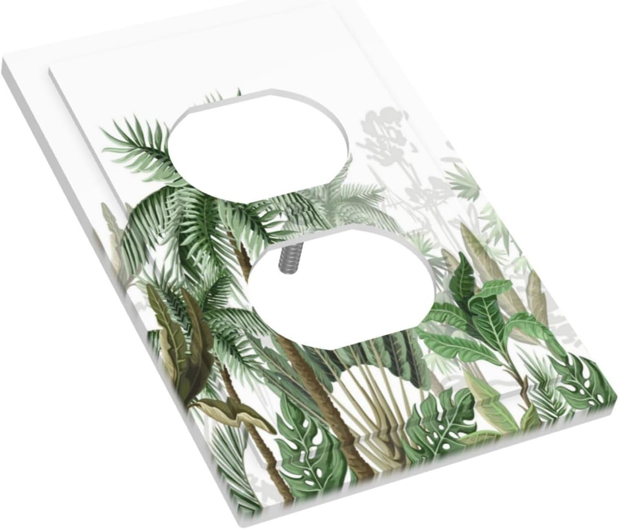 Palm Tree Banana Leaf Green Rainforest Natural Landscape Outlet Covers 1 Gang Duplex Light Switch Cover Decorative Switch Plates Electrical Receptacle Faceplate Wall Plate for Bed Room Living Room