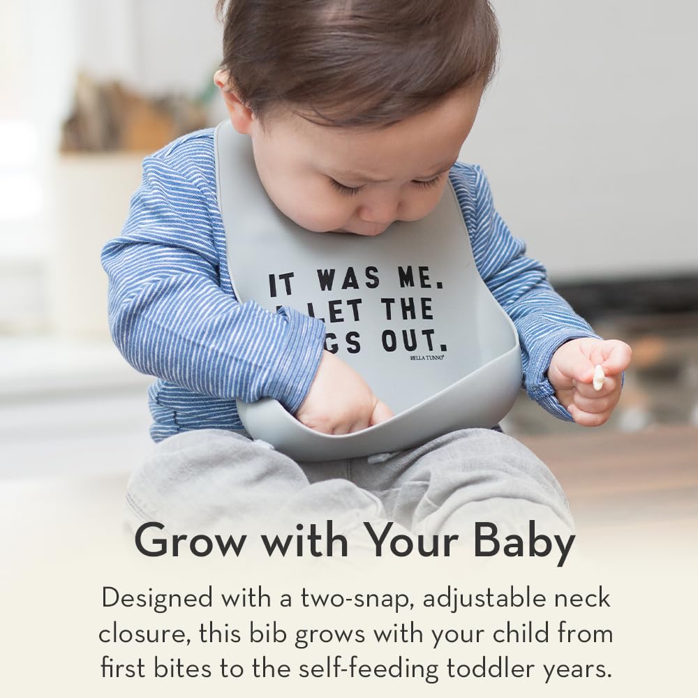 Bella Tunno Wonder Bib – Waterproof Silicone Bibs for Boys & Girls, Non-toxic & BPA Free Silicone Baby Bibs & Toddler Bibs with Adjustable Neck, Easy to Clean (Lil Hangry)