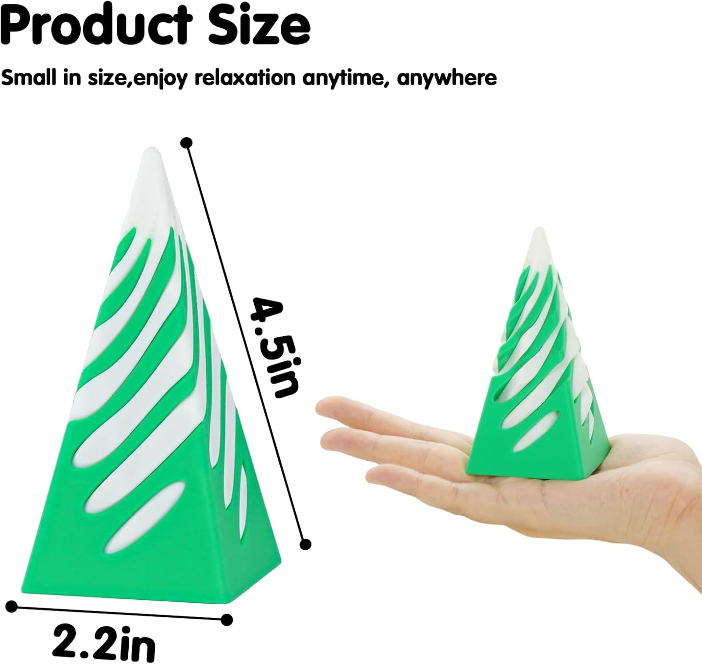 3D Printed Spiral Cone Fidget Toy,Impossible Cone Pyramid Passthrough Sculpture,Stress and Anxiety Relief Fidget Desk Toys (White Green)