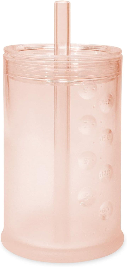 Olababy Clear View Silicone Training Cup with Straw Lid | Toddler Sippy Trainer 12mo+ | Unbreakable Water Drinking Cups for Kids 2yr+ | Baby Led Weaning & Feeding Supplies (Coral, 9 oz)
