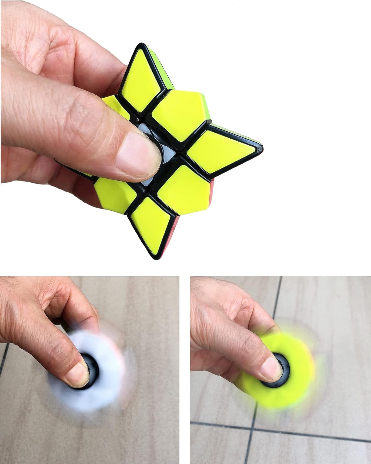 Magic Spinner Cube 2 in 1 Stickerless Brain Teasers Magic Puzzle Spinning Top Cube Rotatable Stress Relief 1X3X3 Finger Speed Cube Floppy Anti-Anxiety Fidget Toys Game for Kids Adults