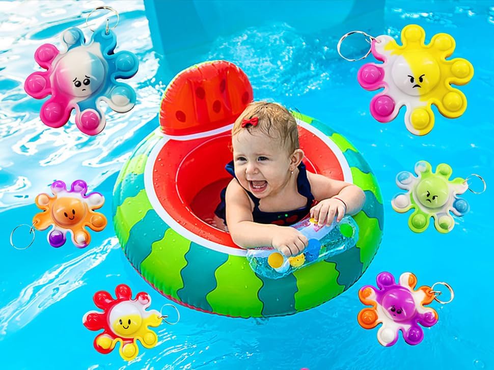 10 packs Bulk Mini pop Fidget Keychain，birthday Party Favors Supplies Classroom summer Student Prize