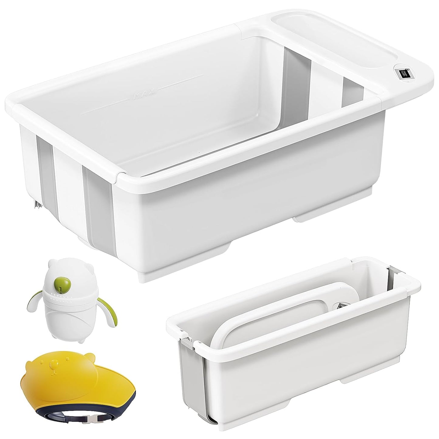 Collapsible Baby Bathtub with Smart Temperature Display, Portable Travel Bathtub, Ideal for 0-36 Months Infants