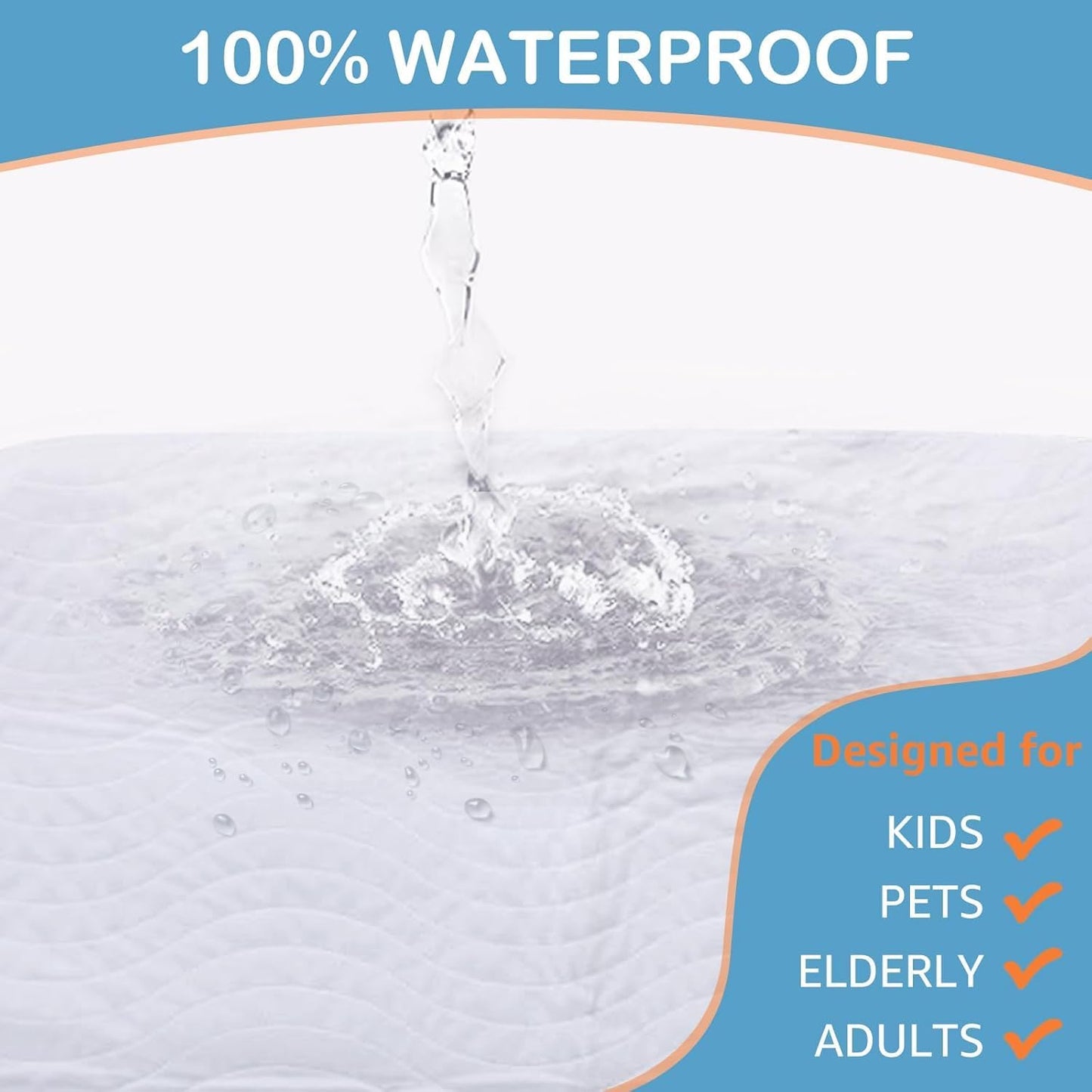 Bed Pad Washable Waterproof，Washable Underpads Incontinence Pads for Kids,Adults,Elderly,Pets,Liquid Absorption Reusable Bedwetting - Waterproof Protective Pad for Bed,Sofa (1 Pack - 34x52)