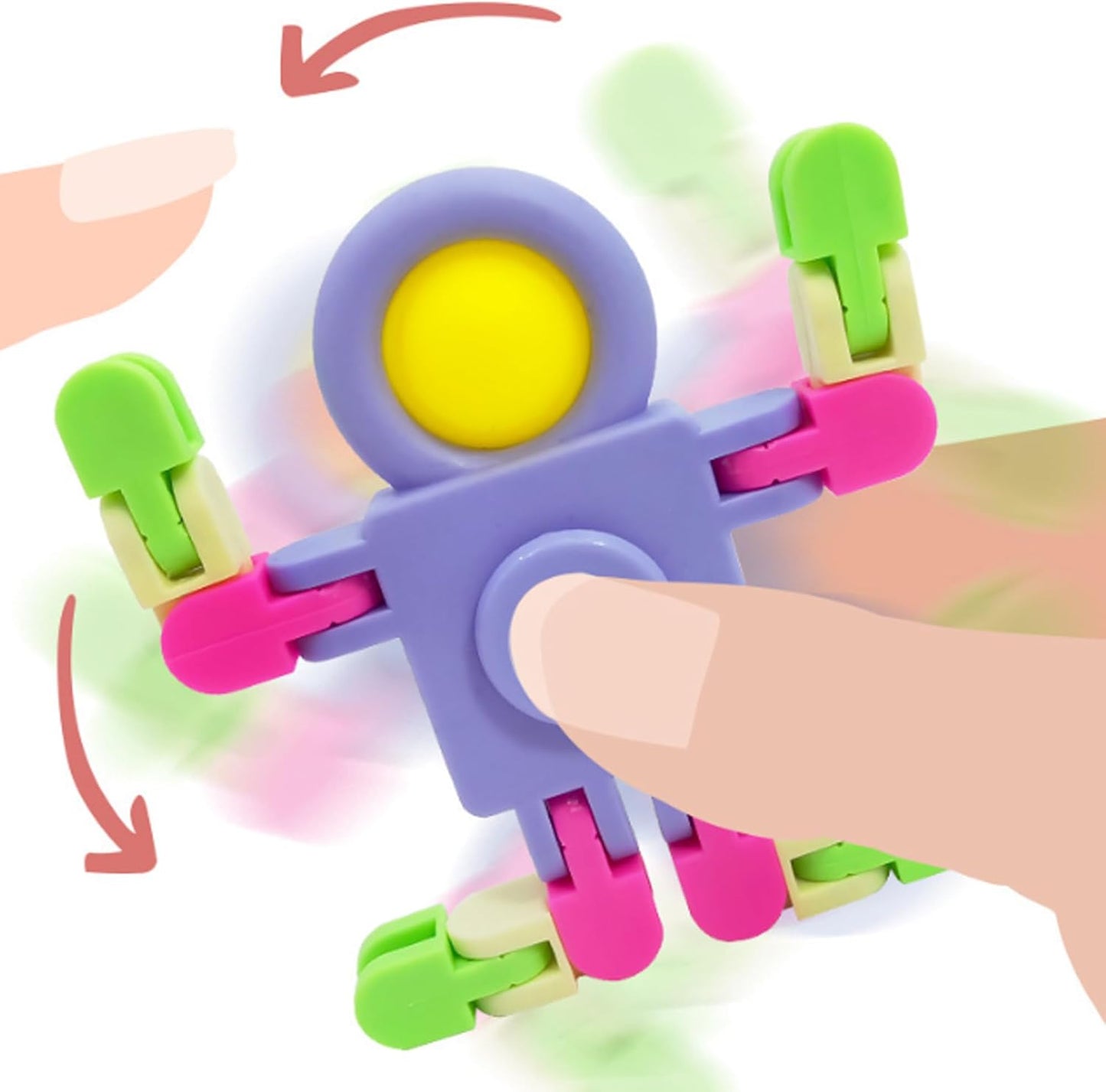 Fidget Spinners, Transformable Chain Robot Fingertip Toy, Gyro Fidget Sensory Toys, Stress Relief Fidget Toy for Kids Adult, Pinata Goodie Bag Stuffers Birthday School Gift (12 Pack)