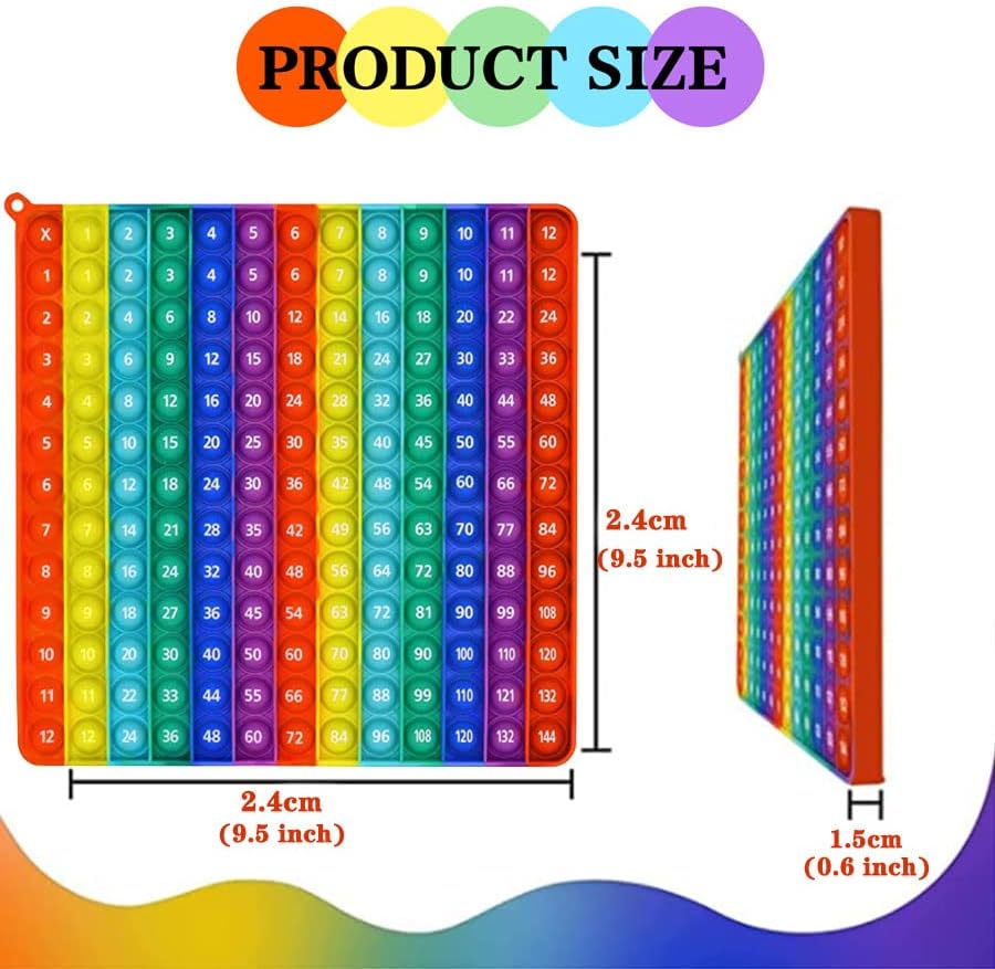 P00P Fidget Multiplication Game 12x12 Table Math Games Digital Table Toy, Fidget Learning Game Toy Relieves Stress, Creates Various Math Operations,
