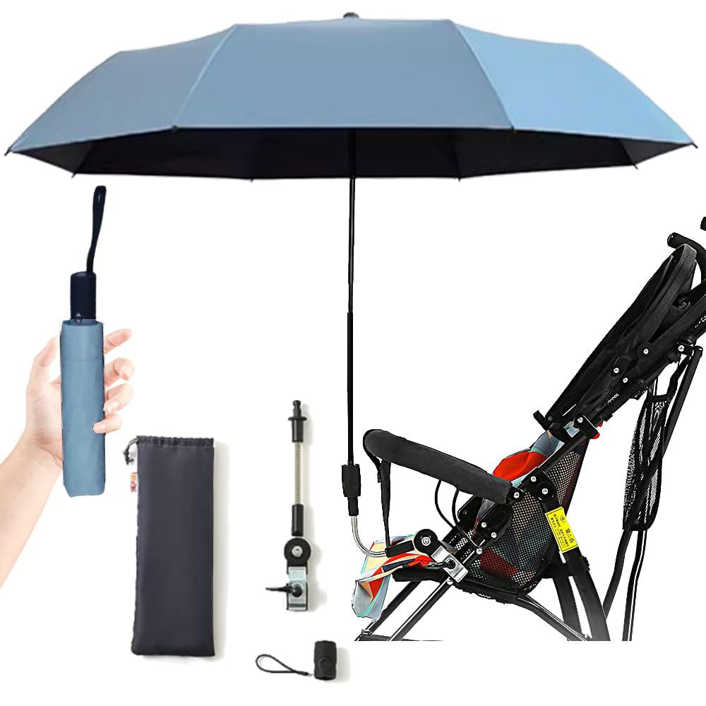 Universal Baby Parasol, Baby Stroller Sun Shade Sun Protection Sun Shade for Strollers, Waterproof Umbrella for Trolley Bike, Bicycle Umbrella with Holder Clip Clamp (sky blue)