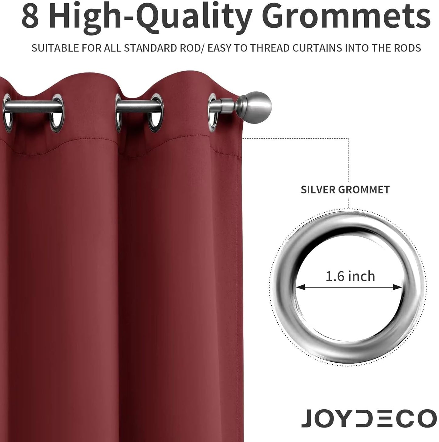 Joydeco Burgundy Red Custom Solid Single Blackout Curtain for Bedroom and Living Room, Grommet Thermal Insulated Room Darkening Curtain 1 Panel (Custom Size,Burgundy Red)