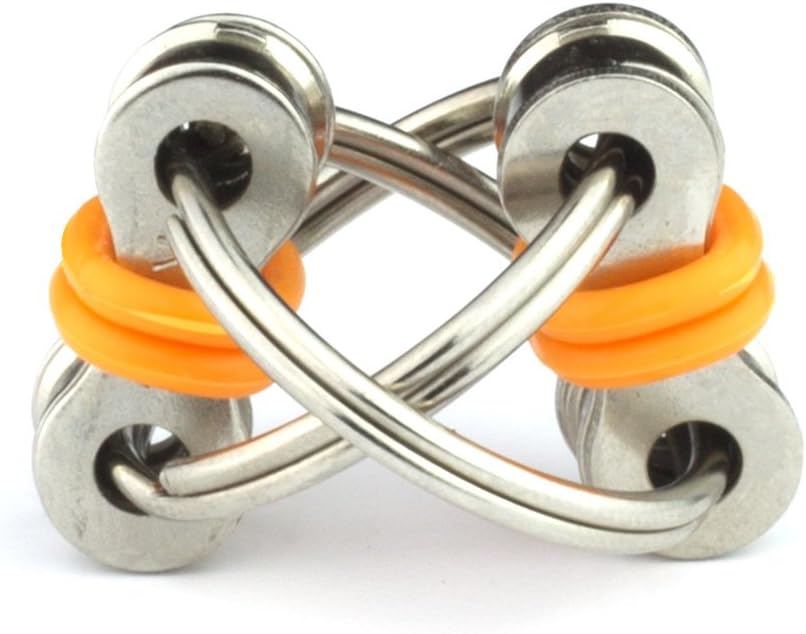 Tom's Fidgets Original Flippy Chain Fidget Toy - Perfect for ADHD, Anxiety, and Autism - Bike Chain Fidget Stress Reducer for Adults and Kids (2, Orange)
