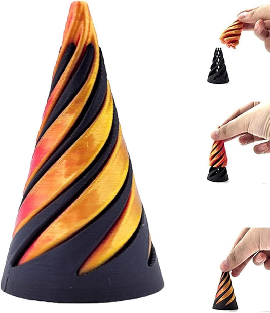 Impossible Cone Pyramid, Spiral Cone Fidget Toy, 3D Printed Spiral Fidget Toy, Impossible Pyramid Crossing Sculpture, for Stress and Anxiety Relief