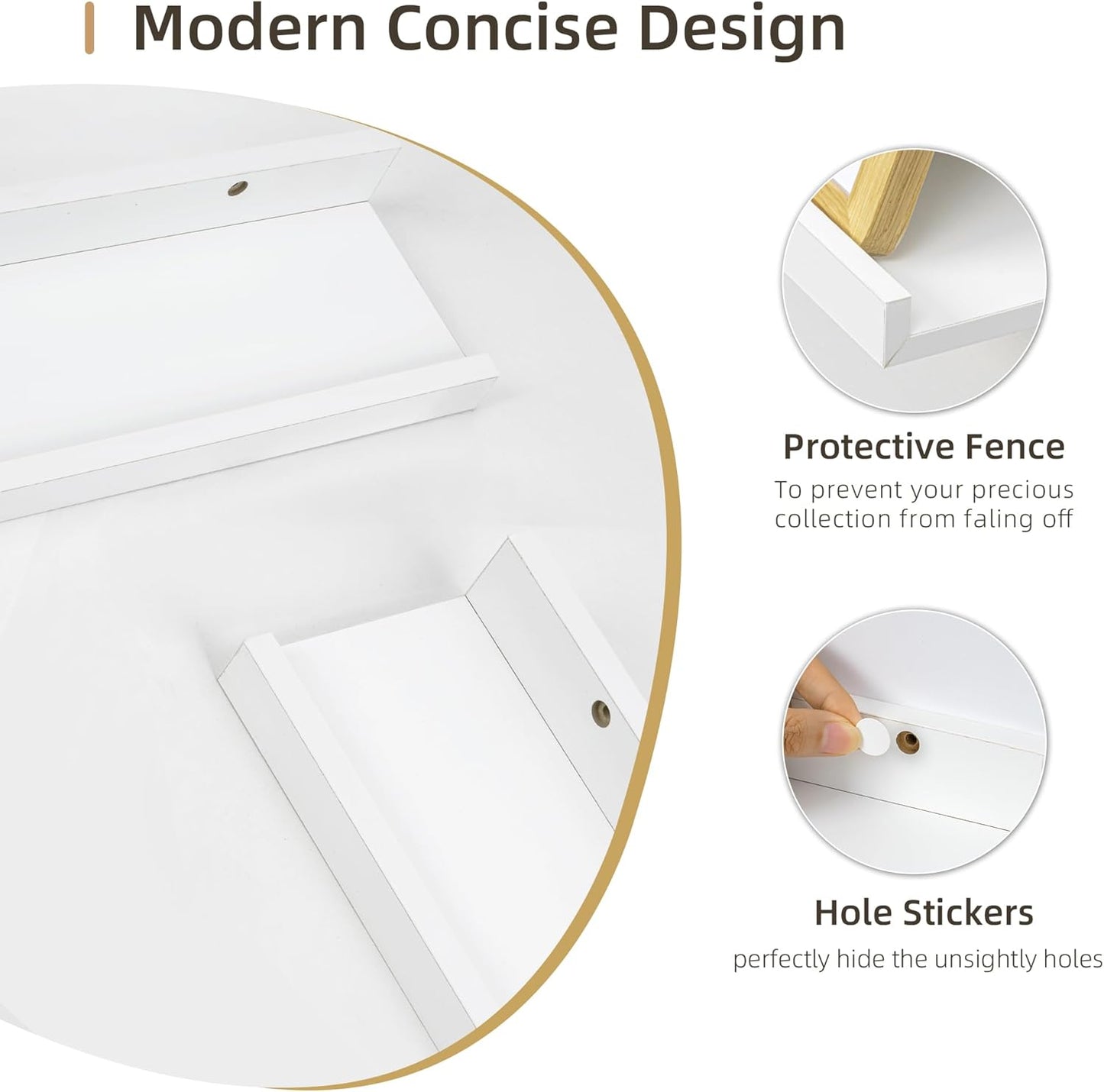 Picture Ledge Shelf, Wood Long Floating Shelves for Wall, Set of 2, 48 inch Picture Ledge Shelves, Photo Ledge Nursery Book Shelves Wall Mounted for Living Room Kids' Room Bedroom, Color White